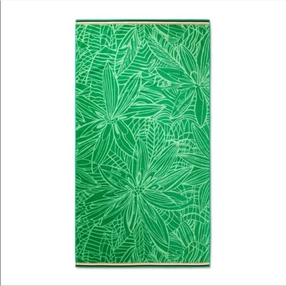 NWT Tabitha Brown x Target Green Linear Floral Beach Towel - Picture 1 of 7